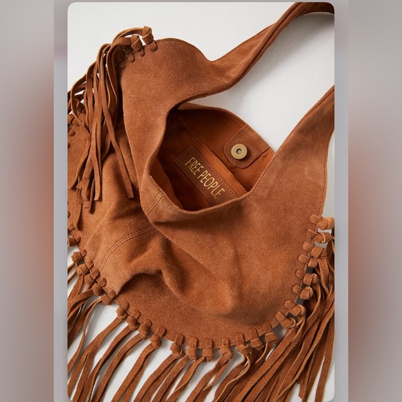 Free People Tan Suede Fringe Hobo Bag - Picture 6 of 16